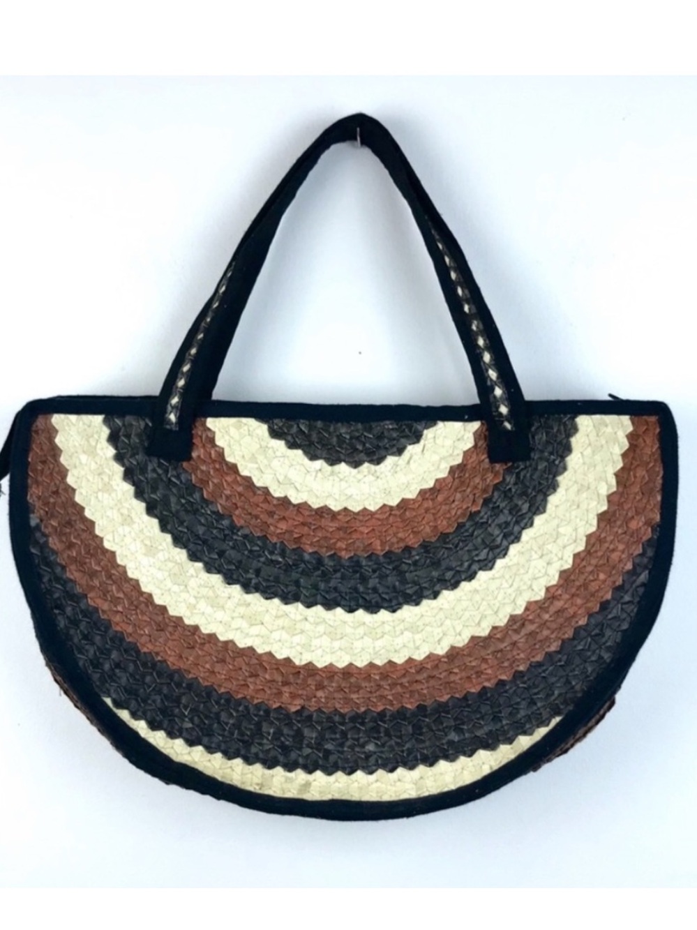 Vintage Woven Half-Moon Arc Bag